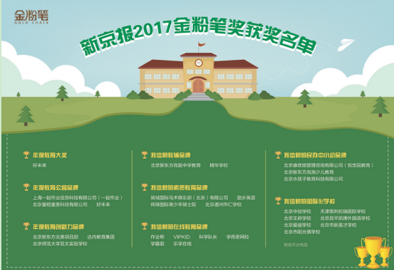 达内童程童美荣获新京报2017金粉笔奖“年度教育公益品牌”奖”